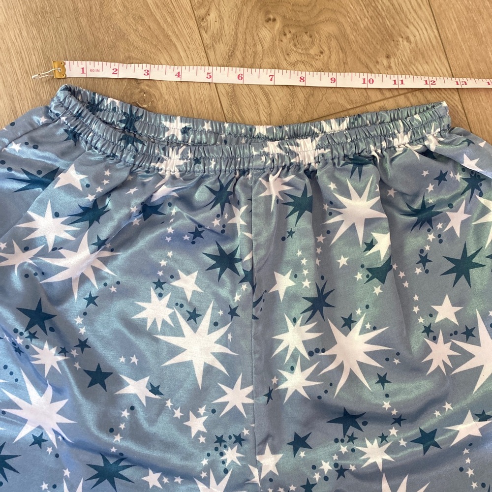 Linda Hartman Intimates Silk Blend Pajama Set Blue Stars Size Large - Picture 10 of 14